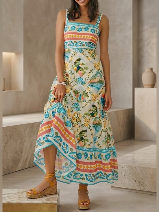 FARM Rio Dresses & Skirts - Farm Rio x Anthropologie Printed Maxi Dress XS NWT Blue Motif